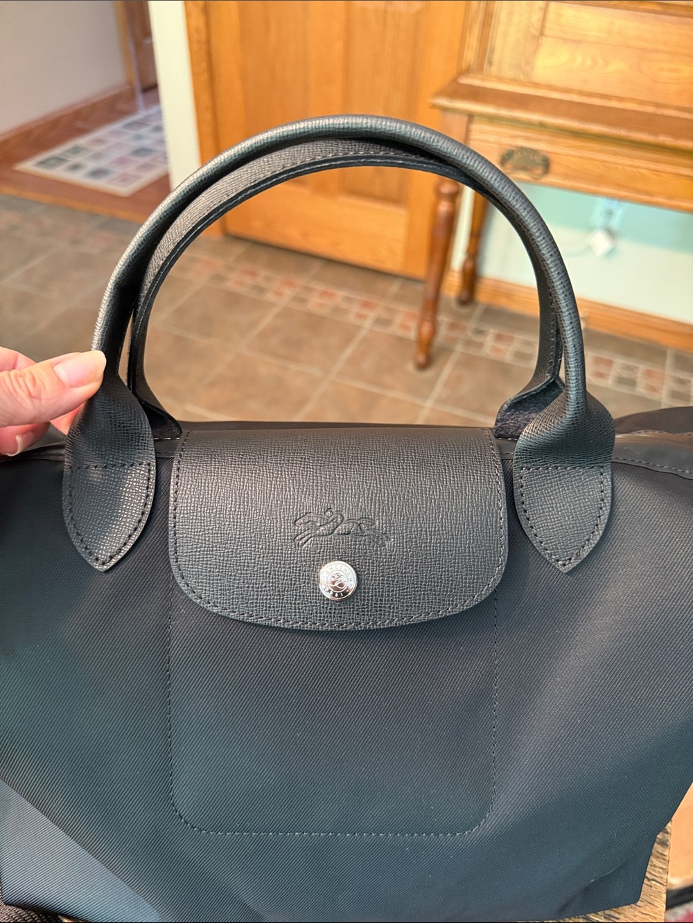 Longchamp Le Pliage Energy - Handbag L Black Nylon Shoulder Tote w Leather Trim - Picture 12 of 17